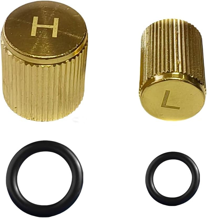 Brass Car AC Valve Caps for R134a System | Heavy-Duty High & Low-Side Service Port Caps | Leak-Proof Covers for Audi A6 Q7 & More